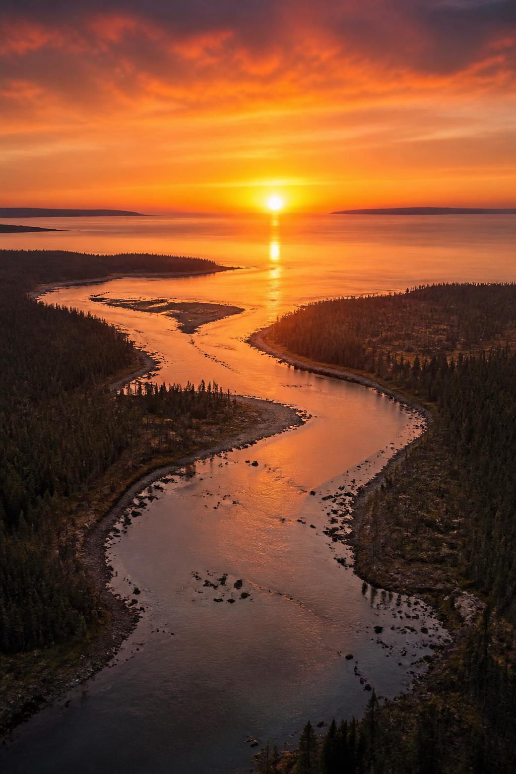 The Eastmain River flowing into James Bay
